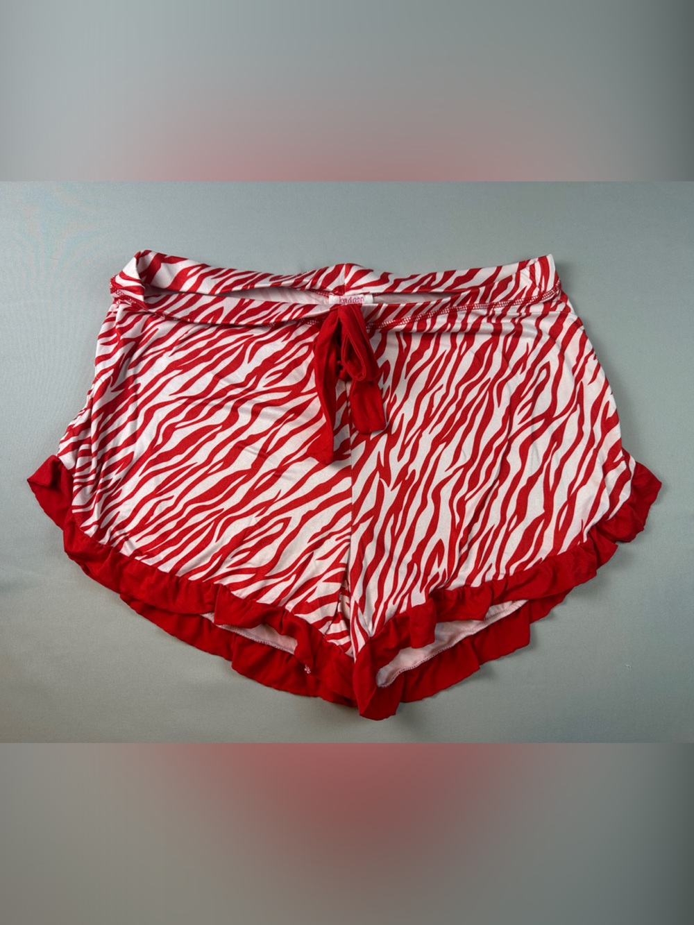 Jordan Zebra Print Pajama Shorts Ruffle Red White